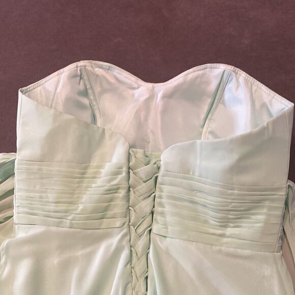 Women’s Full Length Sleeveless Green Chiffon Dress Long Flowing Panels Size 14 - Picture 11 of 12